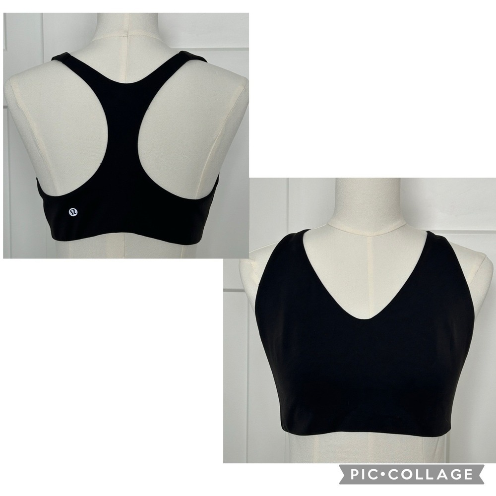 Lululemon Energy Bra Long Line Black Size 12 Medium Support Racerback